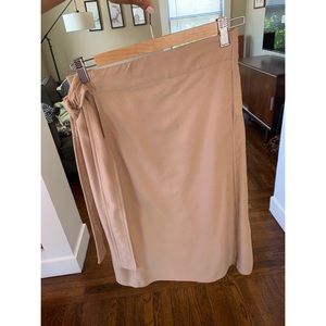 Cuyana A-line wool wrap skirt.